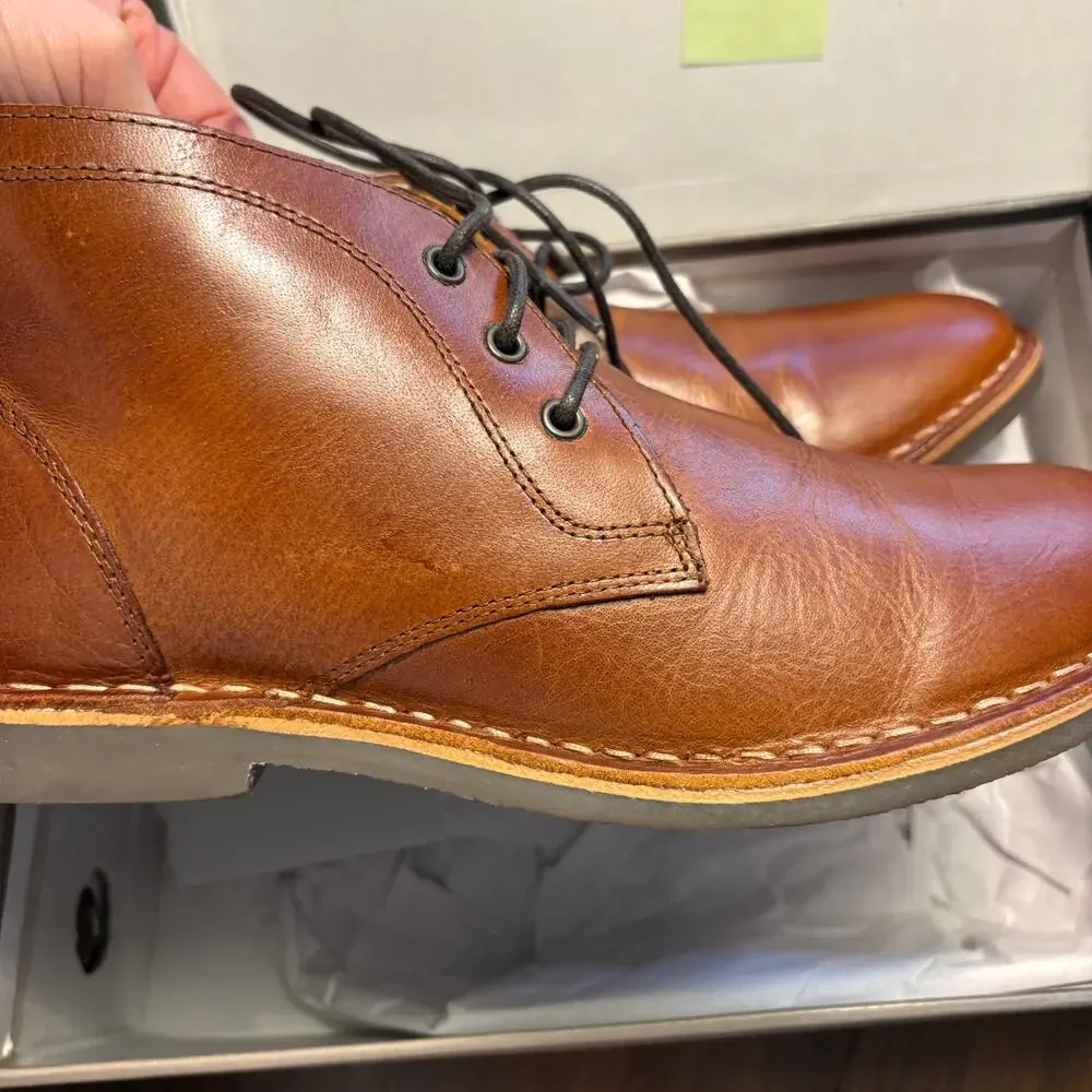 Crown Vintage Men Casper Chukka Boots 9.5 Cognac Tan NWT Lace Up Oxford Leather